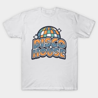 DISCO HOUSE  - Y2K  Disco Ball (Orange/slate blue) T-Shirt